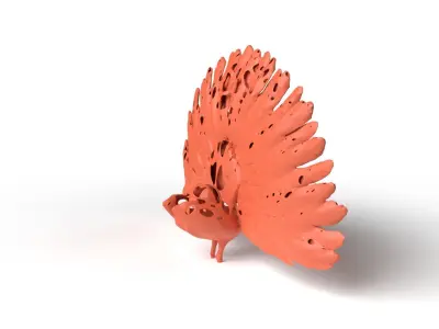 Peafowl Dust Voronoi Low-poly 3D model