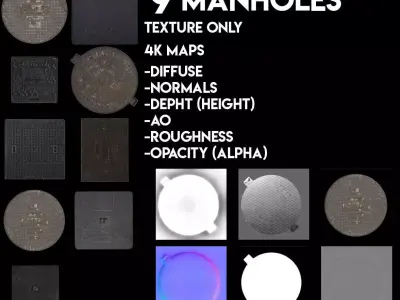 9 Manholes Textures Pack Texture