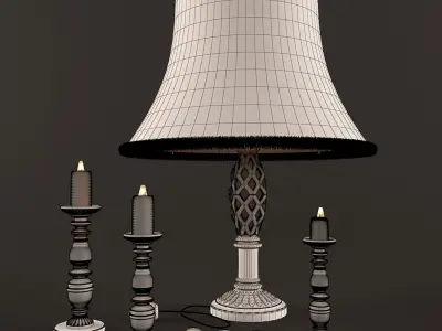 lighting set lamp with candles and lamp shade 3D model