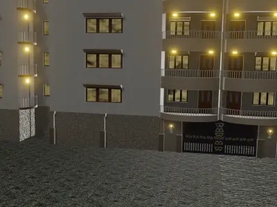 Apartments Low Poly apartment building Free low-poly 3D model