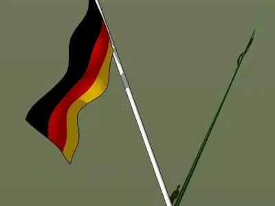 Germany flag - pole height 15 meters 3D model