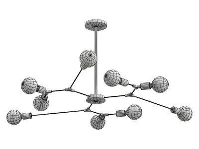 Yansy-Pendant-Light modern brass chandelier with globes 3D model