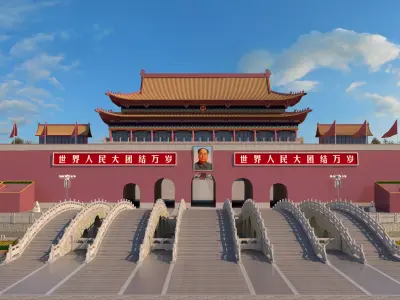 Tiananmen Square in Beijing Low-poly 3D model