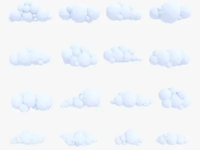 LowPoly Clouds Pack Low-poly 3D model