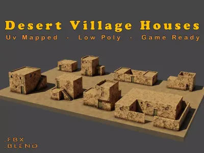 Desert Village Houses Low-poly 3D model