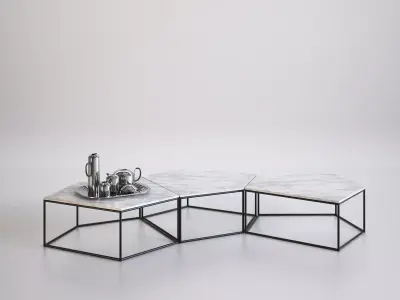 Jess hexagonal coffee table with metal frame 3D model