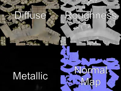 Stone Well D Model Pack with PBR Textures Low-poly 3D model