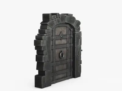 Old Wood Door v4 Low-poly 3D model