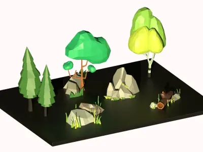 Low-poly forest Low-poly 3D model