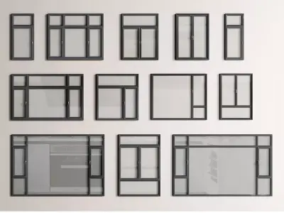 modern windows glass Sliding Architecture 3D model 18