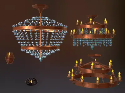 illuminators metal geometric shape with candle inside Low-poly 3D model