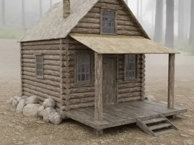 Abandoned House in Forest by Nikdox Low-poly 3D model