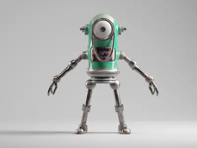 Game Ready Robot Character MINI Rusted BOT Low-poly 3D model