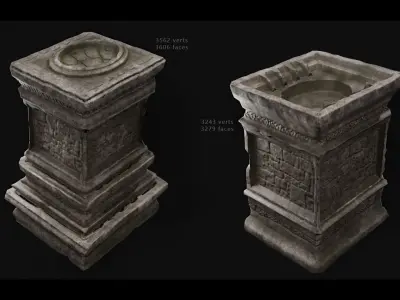Dungeon Altars Set Low-poly 3D model