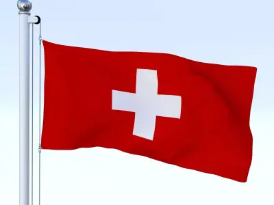 Animated Switzerland Flag Low-poly 3D model