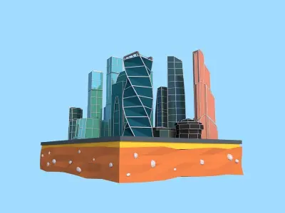 Cartoon Low Poly Moscow City  Low-poly 3D model