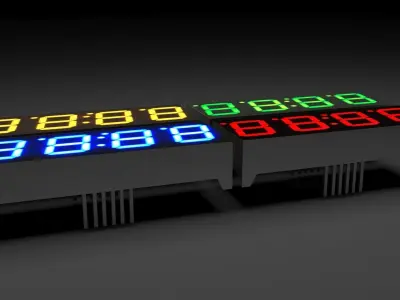 Illuminated Clock 7 Segmented LEDs Set 3D model