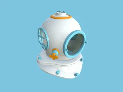 Diving Helmet 09 - Cartoon Blue - Character Design Fashion Low-poly 3D model