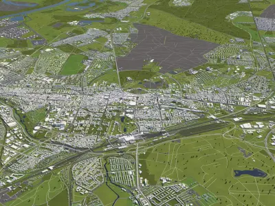 Karlsruhe Germany 50x50km 3D City Map 3D model