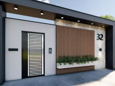 Minimal villa Entrance Gate 3D Model Sketchup Low-poly 3D model