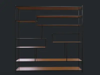 Designer Shelf V1 Wood Metall Low-poly 3D model