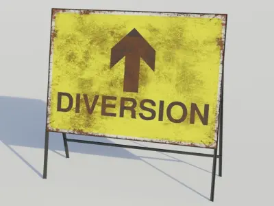 Temporary Traffic Sign - Low-poly PBR Low-poly 3D model