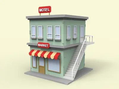 Market and motel house 3D model