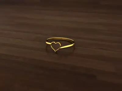 Ring 3d model gold on wooden table 3D model