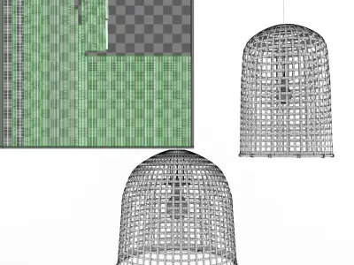 Lamp rattan 4 3D model