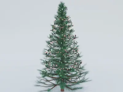 Realistic Christmas Tree with Lights  Low-poly 3D model