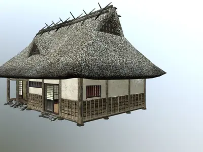 Traditional japanese house  Low-poly 3D model