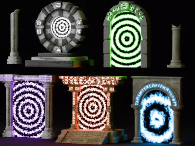 5 Ancient Magic Portals 3D model