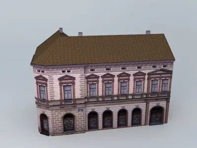 Urban 19th Century Corner House  Low-poly 3D model