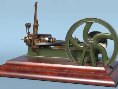  Retro Steam Engine Green Flywheel 