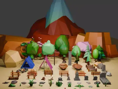 3D Low Poly pack landscape Low-poly 3D model