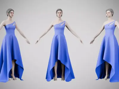 Dress 28 Very Light Blue Low-poly 3D model