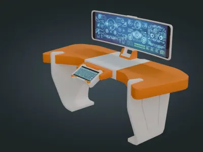 Sci fi Workspace - Game Ready - PBR Low-poly 3D model