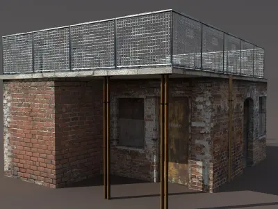 Derelict Building Low poly 3d Model Low-poly 3D model
