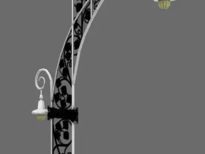 Streetlight Antoni Gaudi i Cornet and Pere Falques Low-poly 3D model