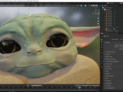 cool Grogu model  3D model