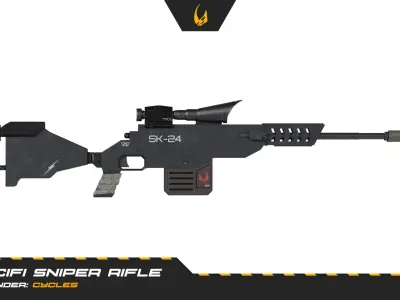SciFi Futuristic Sniper Rifle -Scifi Weapons 001 Low-poly 3D model