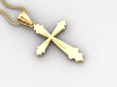 Light Gold 18K Cross Pendant 2CP034 3D print model