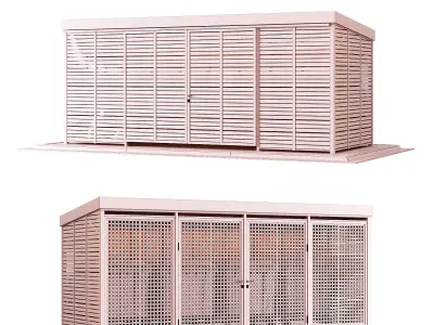 Garbage bins containers with fencing 3D model