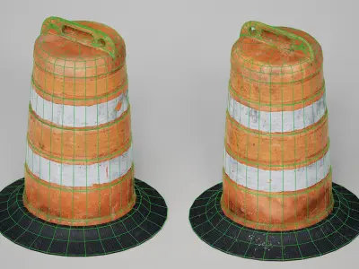 Post Apocalyptic Traffic Barrel Low-poly 3D model