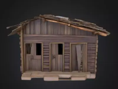 Humble Wooden House Low-poly 3D model