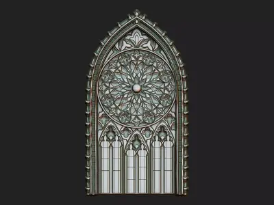 tracery window cathedral church historic ornament architect 3D print model