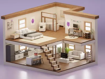 Apartment isometric interior 3D model