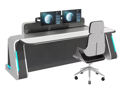 Control Room Desk 10 Low-poly 3D model