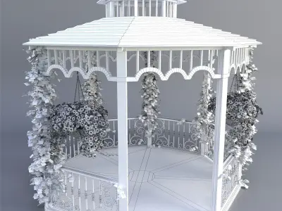 Gazebo with flowers 3D model