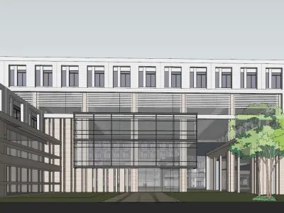 Developing SU model of open office building building 3D model